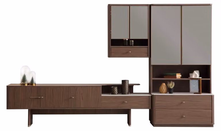Braune Wohnzimmer Einrichtungsmöbel TV-Lowboard Bücherregal 2tlg