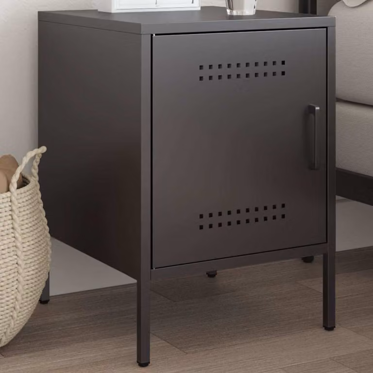 Comodino vidaXL in metallo nero opaco stile industriale da appendere a parete L: 36 cm, P: 39 cm, H: 50,5 cm