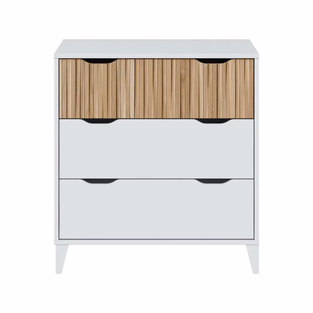 Cassettiera Archi DMORA, Comò e Settimino Multiuso per Camera da Letto o Soggiorno, Bianco e Rovere, L 71 cm x P 40 cm x H 76 cm – 2