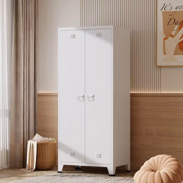 Armadio Hankasalmi per Guardaroba 180 x 90 x 40 cm Acciaio Bianco [en.casa]