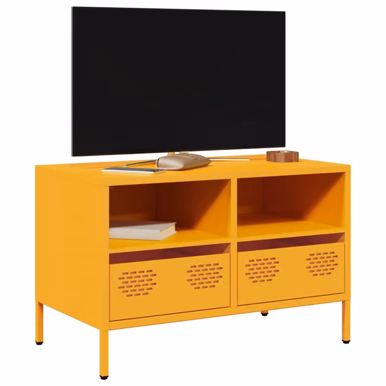 Mobile TV vidaXL in metallo Giallo L: 68 cm, P: 39 cm, H: 43,5 cm