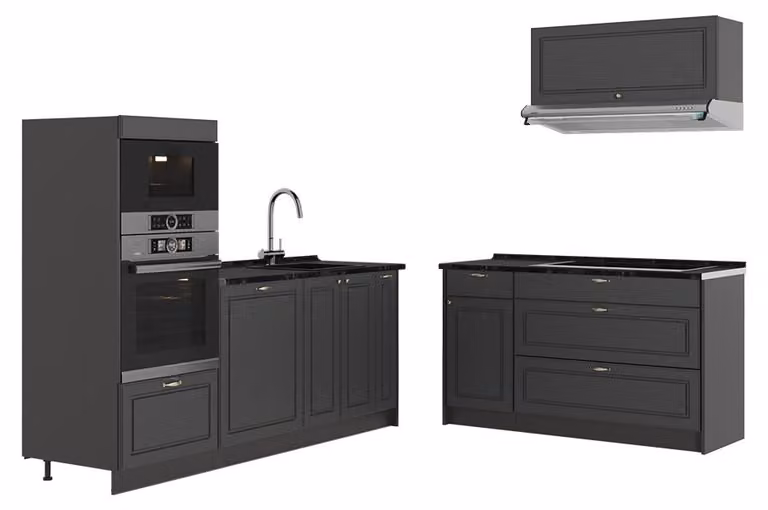 Cucina Vicco Fame-Line Oro-antracite rustico/Antracite 340 cm, PL Antracite, Model 63849
