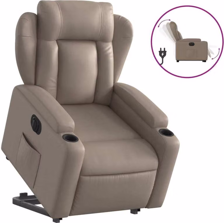 Poltrona Alzapersona Reclinante Elettrica Cappuccino Pelle finta