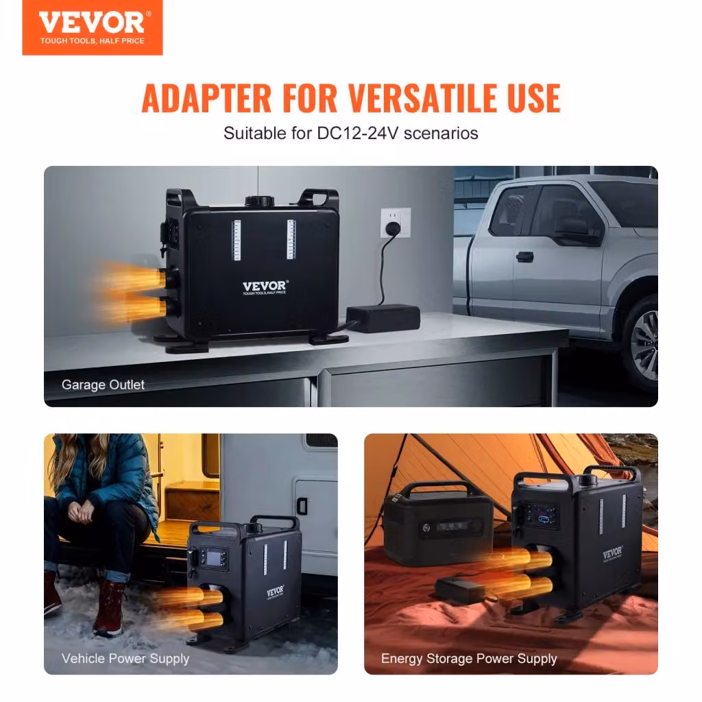 Riscaldatore ad Aria Diesel Vevor 5-8KW 12V/24V CY5002 Nero con App Bluetooth, Telecomando e Allarme CO Portatile per Veicoli e Garage – 2