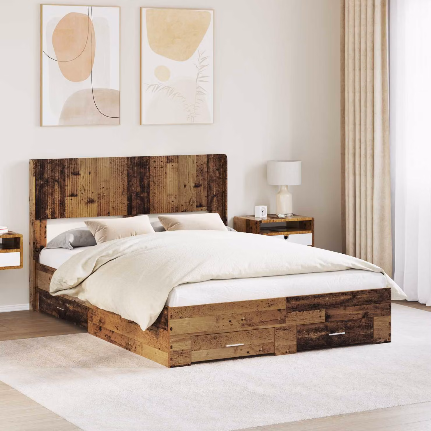 Letto con contenitore e testata vidaXL in legno color marrone L 120 x P 200 cm, H 100 cm