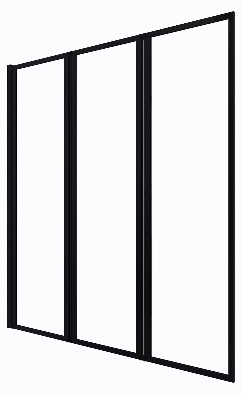 Schermo pieghevole per vasca da bagno MARWELL schermo doccia Triple Black 3 pezzi 125 x 143 cm - schermo doccia pieghevole per vasca da bagno in nero opaco - vetro di sicurezza da 4 mm