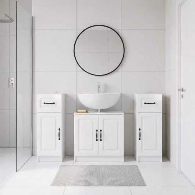 Set di armadietti da bagno in 3 pezzi UTRECHT Bianco Lucido 3418057