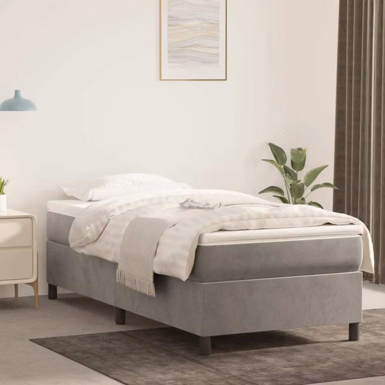 The Living Store Letto a molle insacchettate Grigio chiaro 100x200 cm Velluto