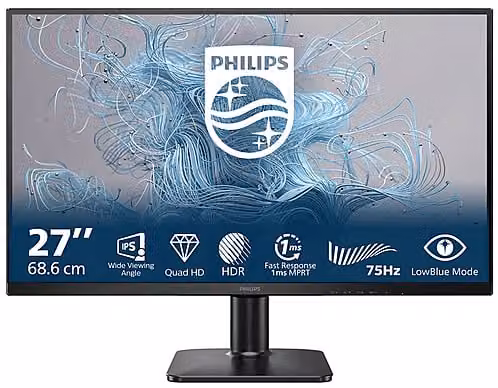Monitor Philips 27E2N1500L/00 da 27 pollici QHD IPS 75 Hz Nero con HDMI e DisplayPort