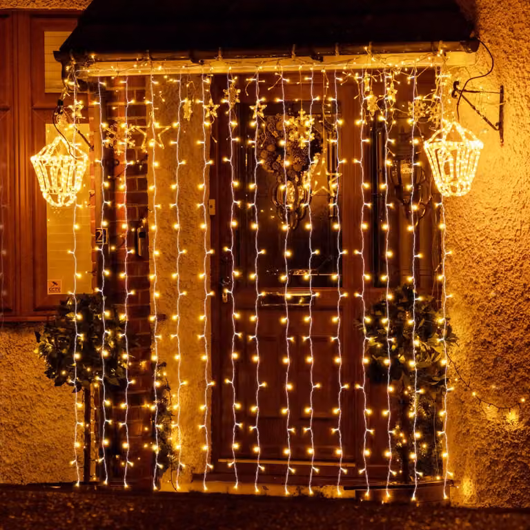Tenda luminosa a LED, dimensioni 6x3 metri, 600 LED, luce bianco caldo, grado di protezione IP44