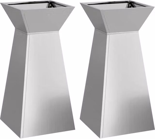 Set di 2 fioriere a colonna da esterno 35 x 35 x 73 cm stile contemporaneo durevole in metallo argento 02_0052407