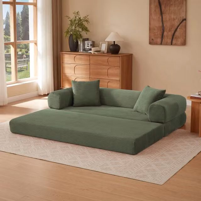 Divano letto modulare REDOM verde in schiuma L/P/H: 41 x 41 x 99 cm