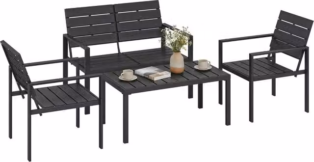 Set da giardino 4 pezzi con divano 2 posti, sedie e tavolino ¨C Minimal ¨C nero