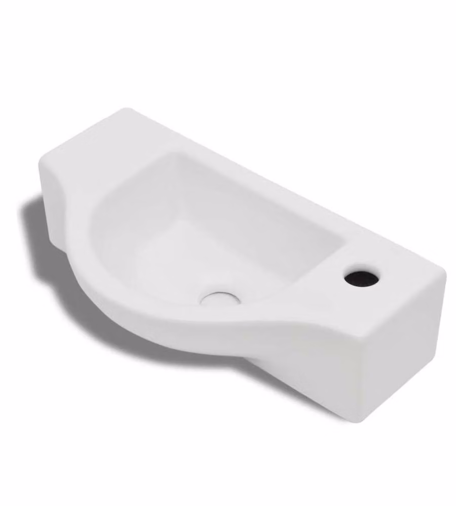 Lavandino da bagno sospeso in ceramica bianca con foro per rubinetto vidaXL L: 45 cm, P: 25 cm, H: 12 cm – 2