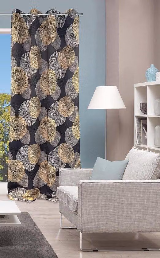 Telo nero con motivi circolari - 245 x 135 cm - antracite