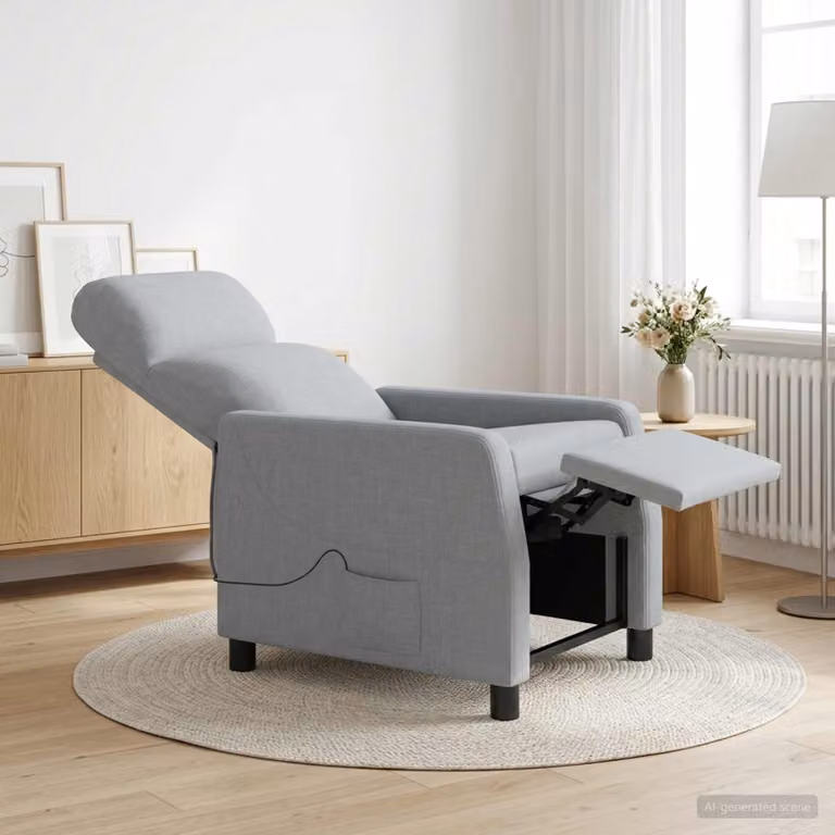 Poltrona relax reclinabile vidaXL in tessuto grigio con braccioli e struttura moderna