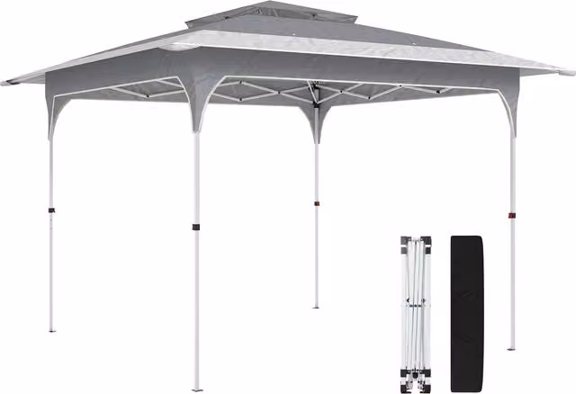 Gazebo da giardino pieghevole pop up Outsunny, L/P: 350 x 350 cm, Grigio Antracite