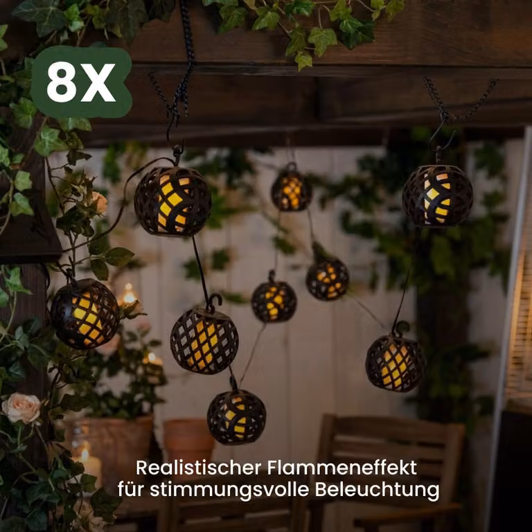 FLAME ghirlanda solare da giardino 8 luci LED IP44