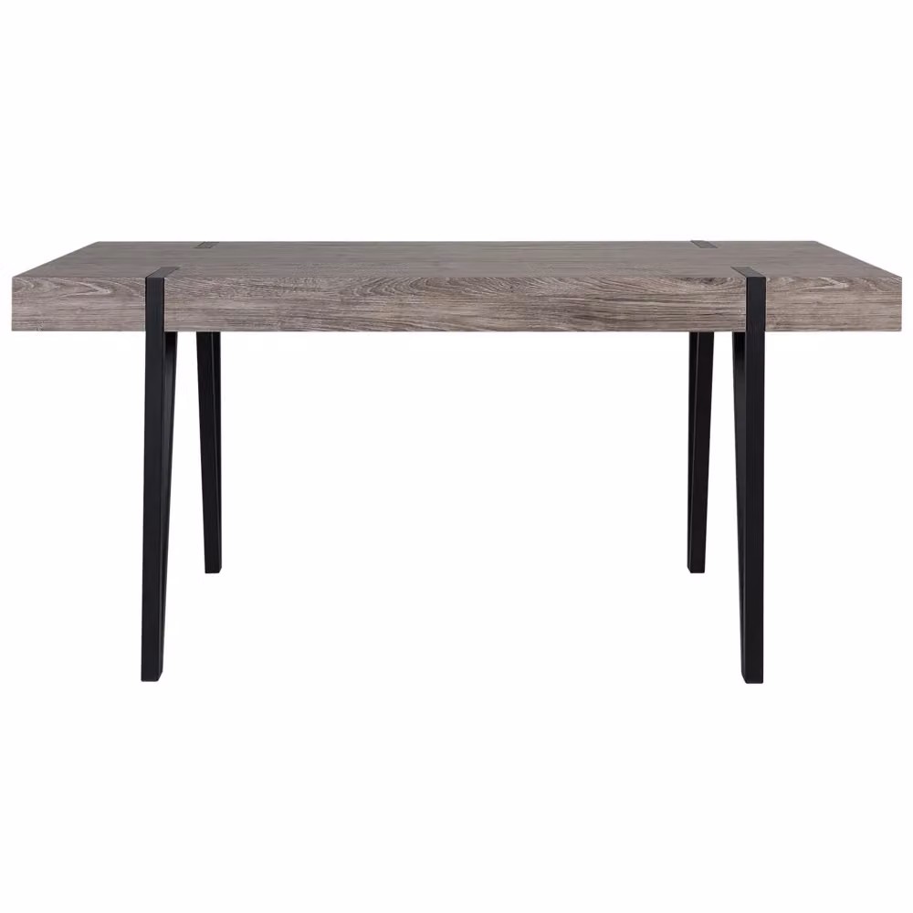 Tavolo da pranzo rettangolare Beliani in stile industriale con piano in legno marrone e base a slitta in metallo nero L: 180 cm, P: 90 cm, H: 75 cm – 2