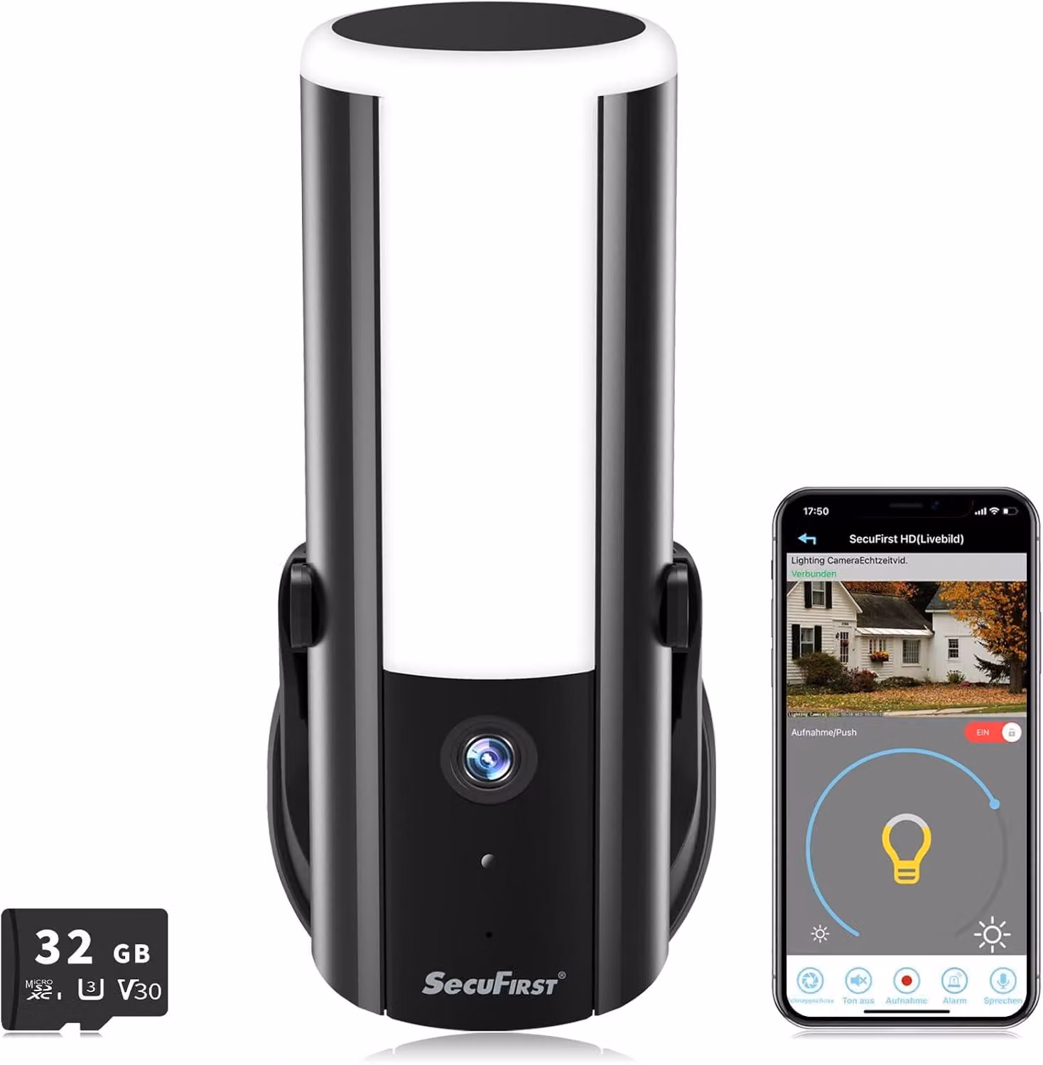 Telecamera di sorveglianza da esterno con illuminazione LED integrata, dotata di sensore di movimento, luminosità regolabile (900 lumen), telecamera di sicurezza esterna in alluminio, con riconoscimento intelligente