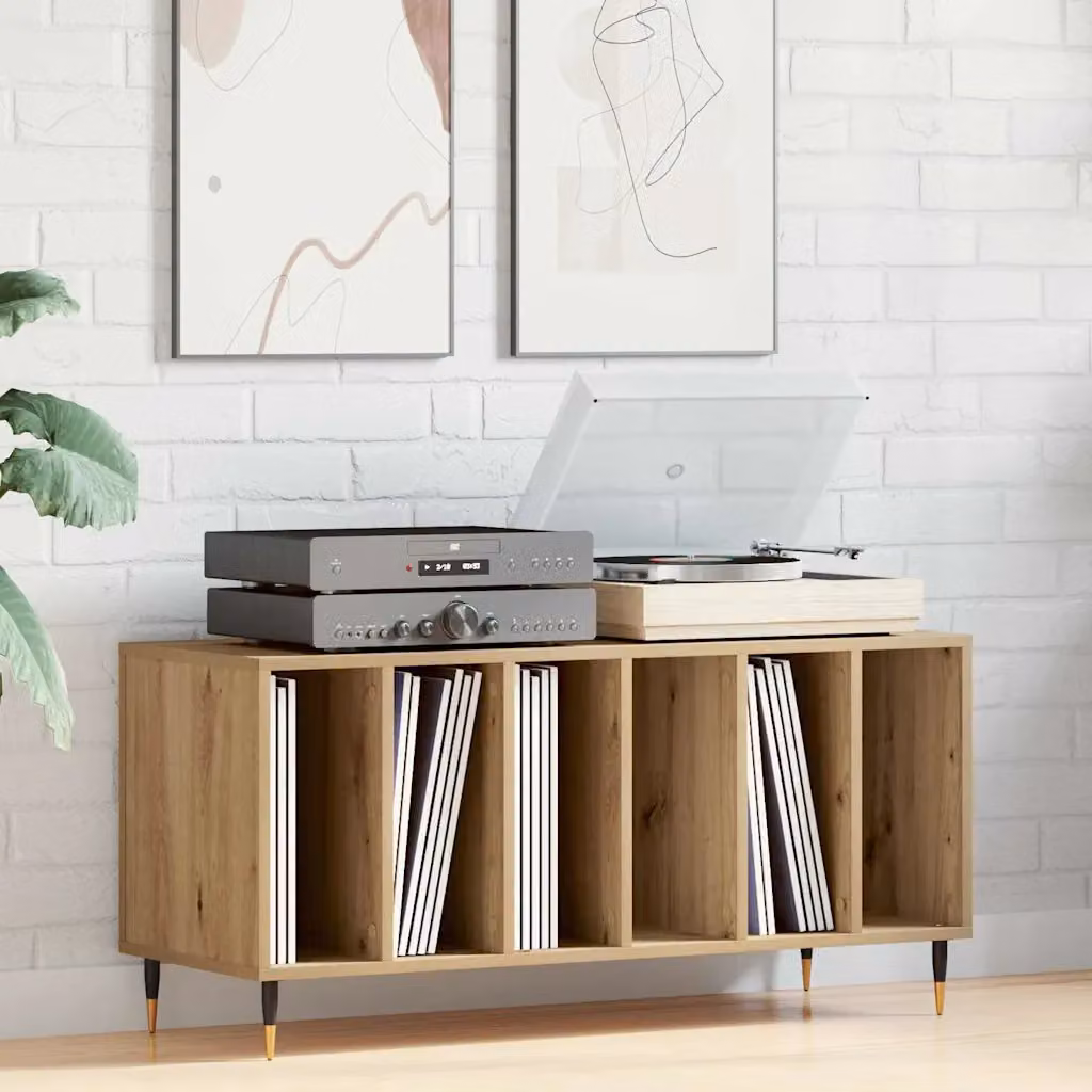 vidaXL Mobile porta vinili in stile artigianale rovere marrone L: 100 cm, P: 38 cm, H: 48 cm