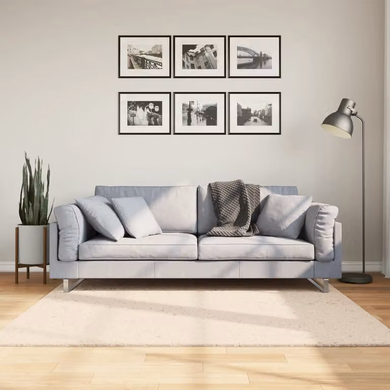vidaXL Tappeto a Pelo Corto HUARTE Beige, Lavabile e Antiscivolo, 160 x 160 cm