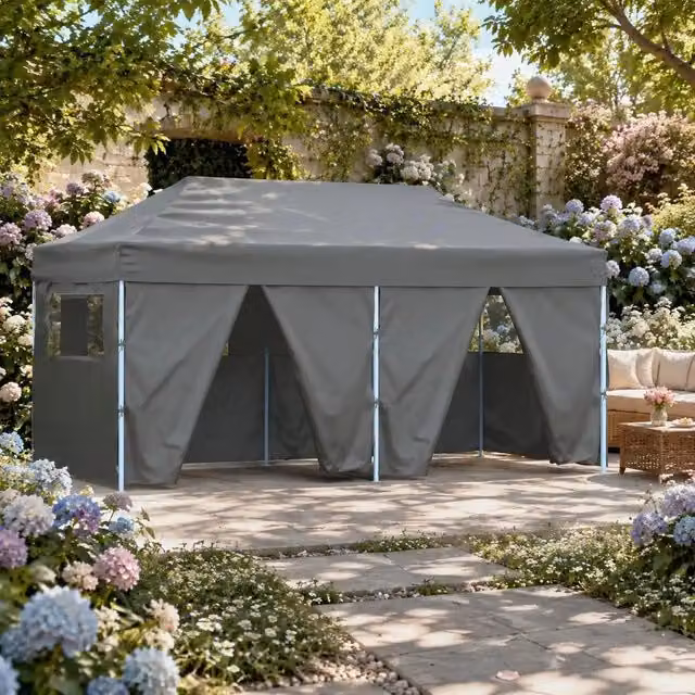 Professional Foldable Party Tent With 4 Side Walls, 3x6m, Steel, Anthracite