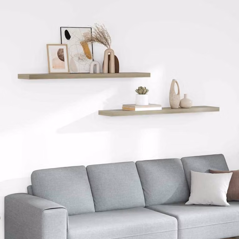 Set di 2 Scaffali a Parete vidaXL in MDF e Metallo, Colore Marrone, L 120 x P 23,5 x H 3,8 cm
