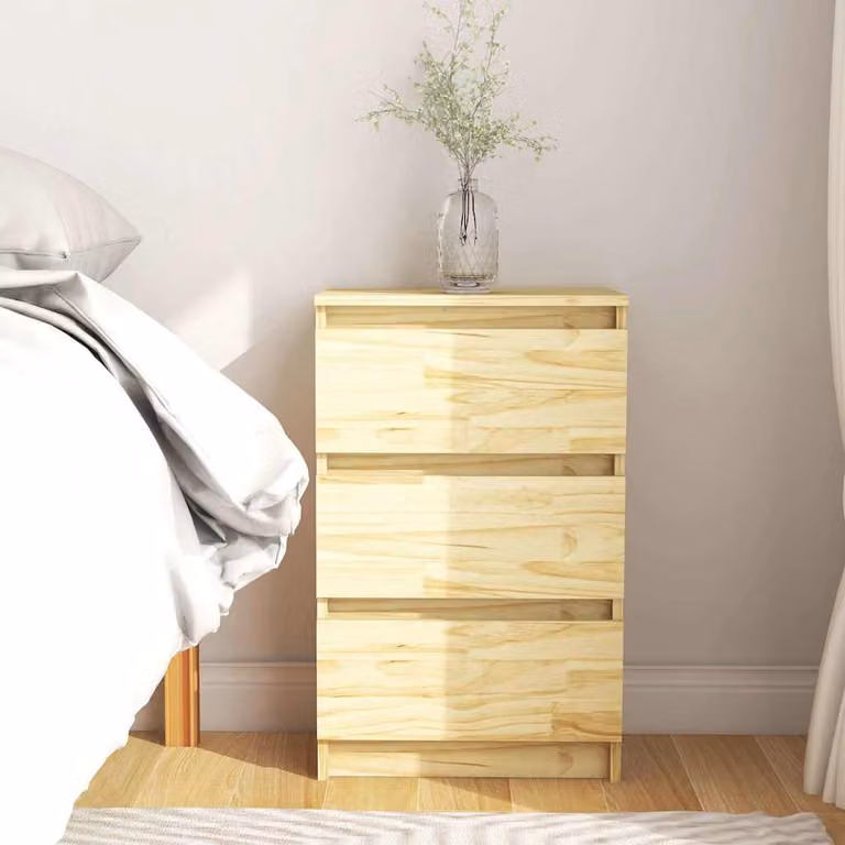 Comodino vidaXL in legno massello di pino stile rustico, L 40 cm x P 29,5 cm x H 64 cm