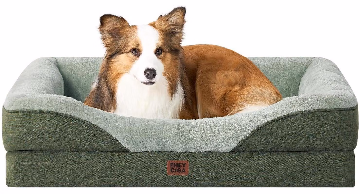 Cuccia ortopedica per cani con 4 bordi, 104x68 cm, verde