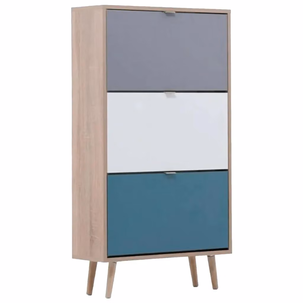 Scarpiera Finori C-uba 42 in Rovere Sonoma e Tricolore, Design Scandinavo, L: 125 cm, H: 70 cm, P: 24 cm – 2