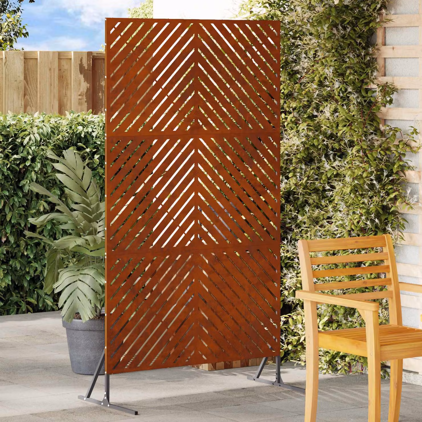 Paravent per privacy vidaXL in acciaio semi-trasparente, colore marrone, L 100 cm x P 50 cm x H 180 cm