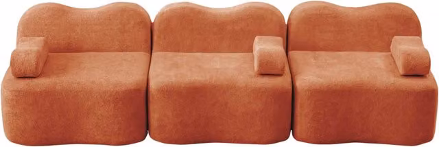 Divano angolare modulare Chicfurn in velluto arancione con seduta profonda e cuscino bracciolo mobile – 1