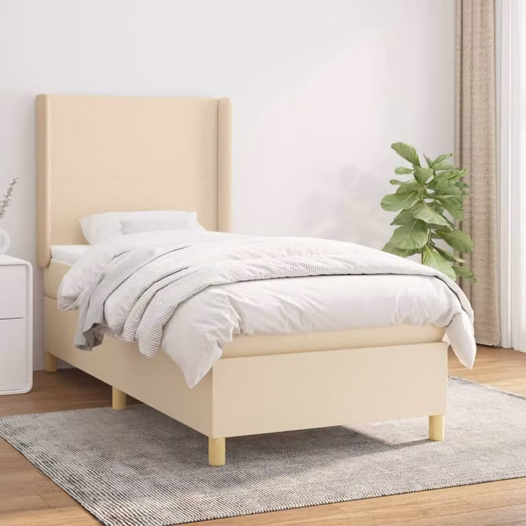 Maison Exclusive - Giroletto a Molle con Materasso Crema 90x200 cm inTessuto
