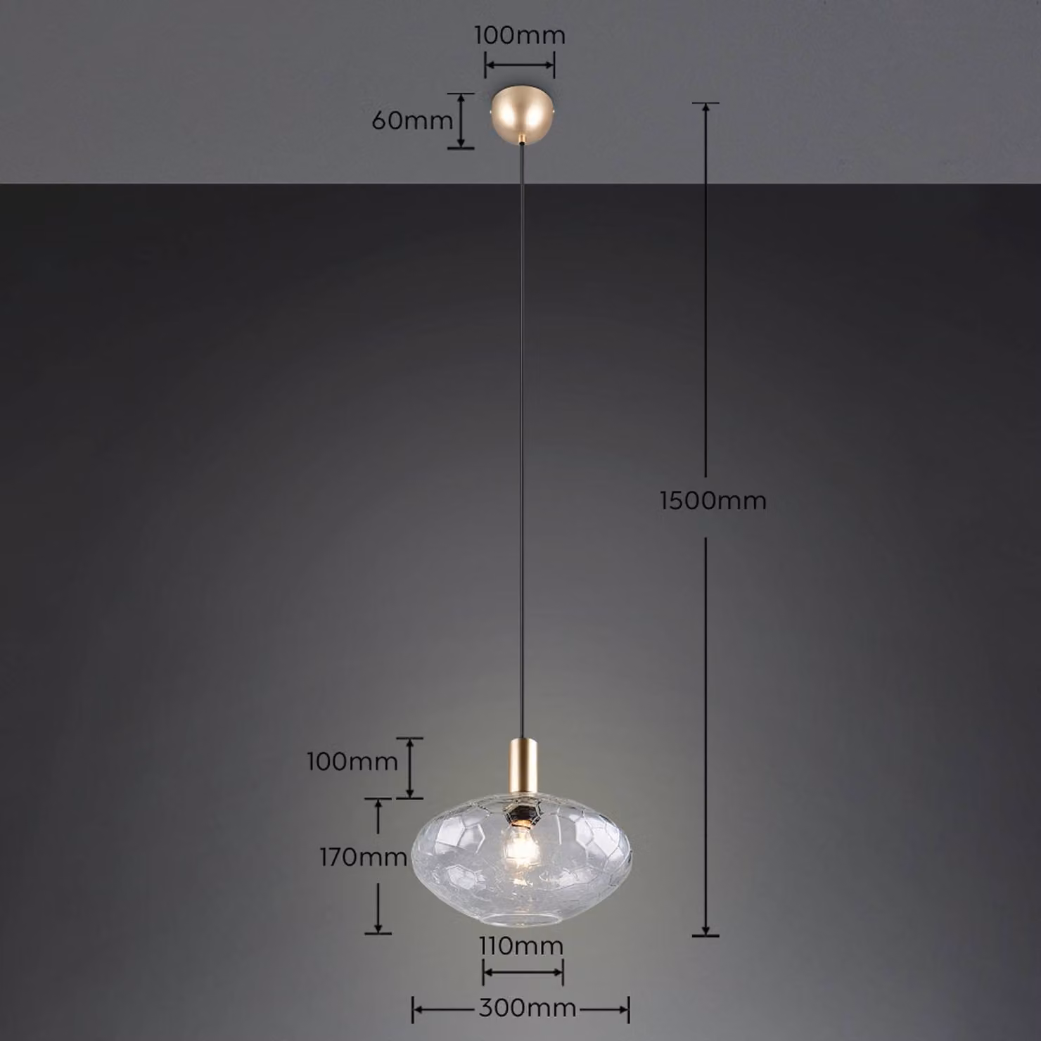 Reality Leuchten Lampada a sospensione Emelie, dimmerabile, Ottone / Oro, Soggiorno / Sala da pranzo, Metallo, Lampada a sospensione