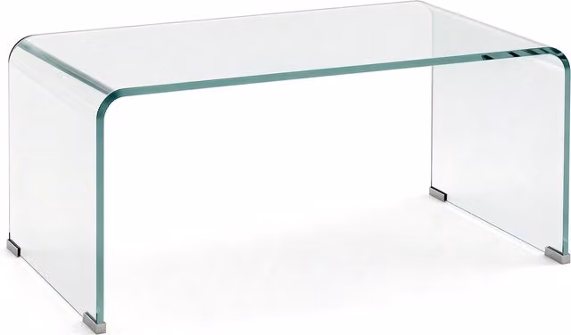 Tavolino da salotto moderno HOMCOM in vetro temperato trasparente, L: 80 cm, P: 45 cm, H: 35 cm