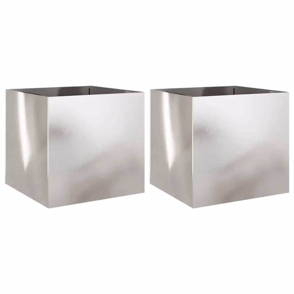 Set di 2 fioriere vidaXL in acciaio inox argento L: 49 cm, P: 47 cm, H: 46 cm – 2