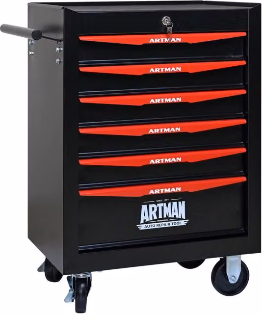 Carrello portautensili 60 x 33 x 77,5 cm in acciaio nero e rosso, con serratura