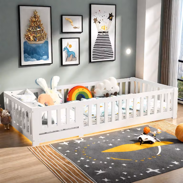 UnboxG Lettino 80x160 cm Bianco Legno massello – Lettino junior con rete a doghe, robusto letto in legno Struttura letto per cameretta