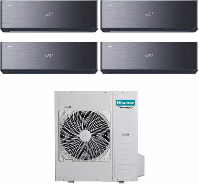 Condizionatore Hisense Quadri Split Inverter ENERGY PRO X Black 9+9+9+9 con Wi-Fi Integrato e R-32 5AMW105U4RQC