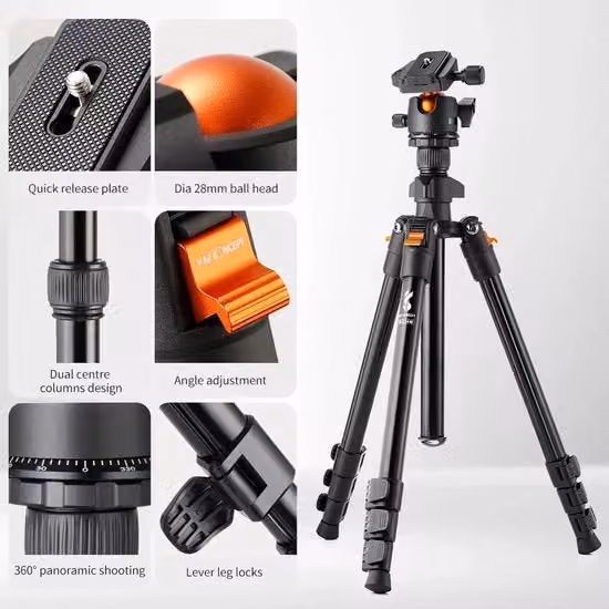 Stativo per fotocamera Bolmans nero con supporto per smartphone