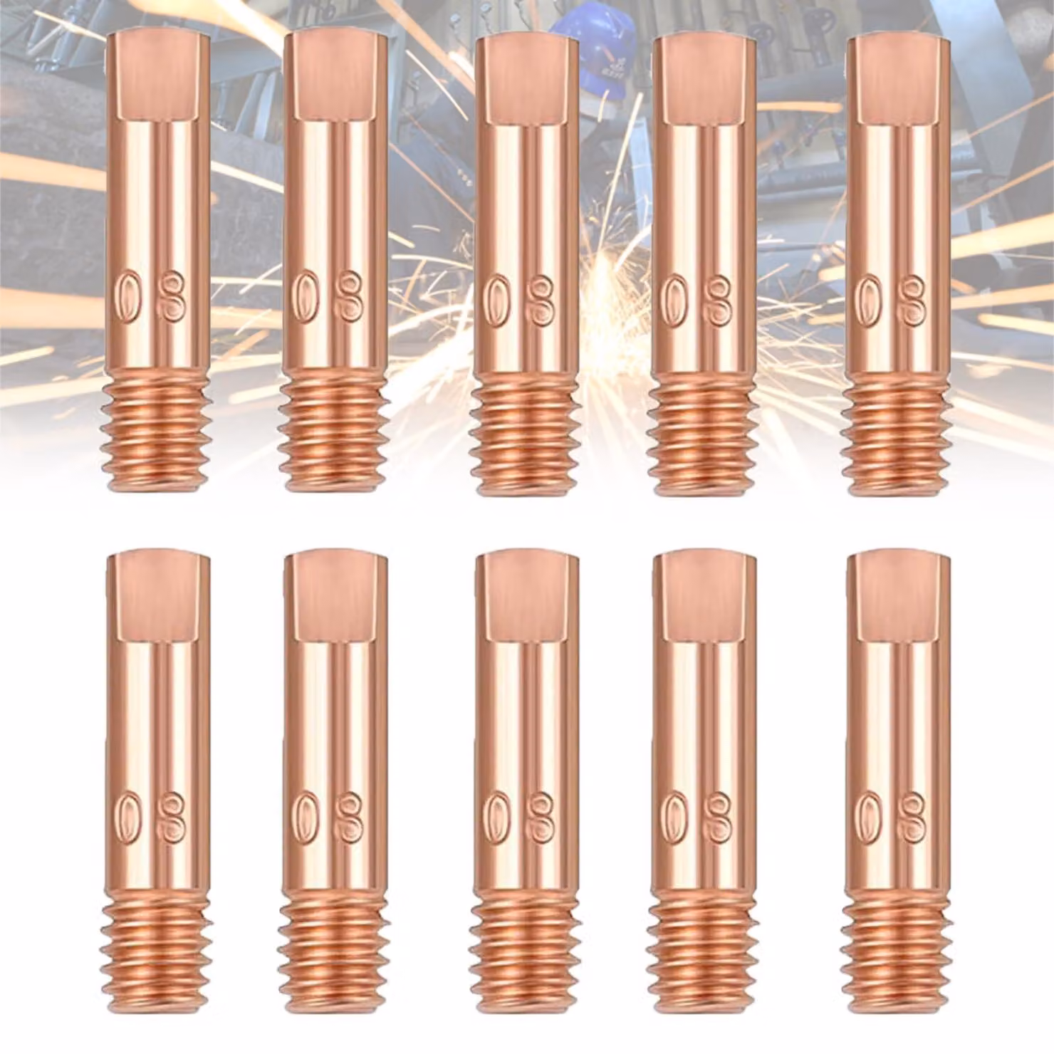 10 pezzi di puntali di contatto per saldatura Mig Mag da 0,8 mm, set di ricambi soggetti a usura