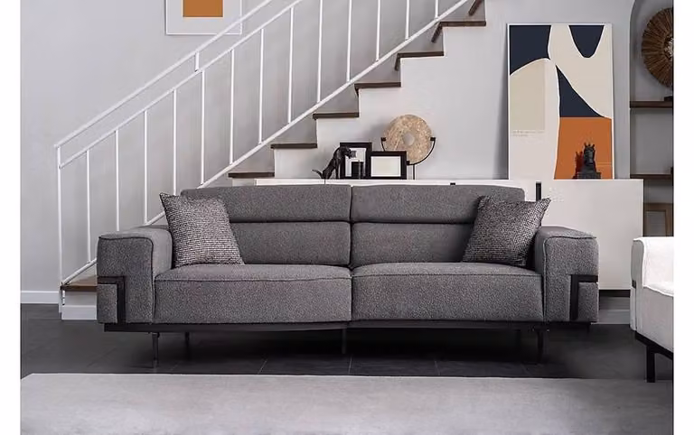 Moderner Grauer Polster Dreisitzer Komfortable Wohnzimmer Couch 3-Sitzer