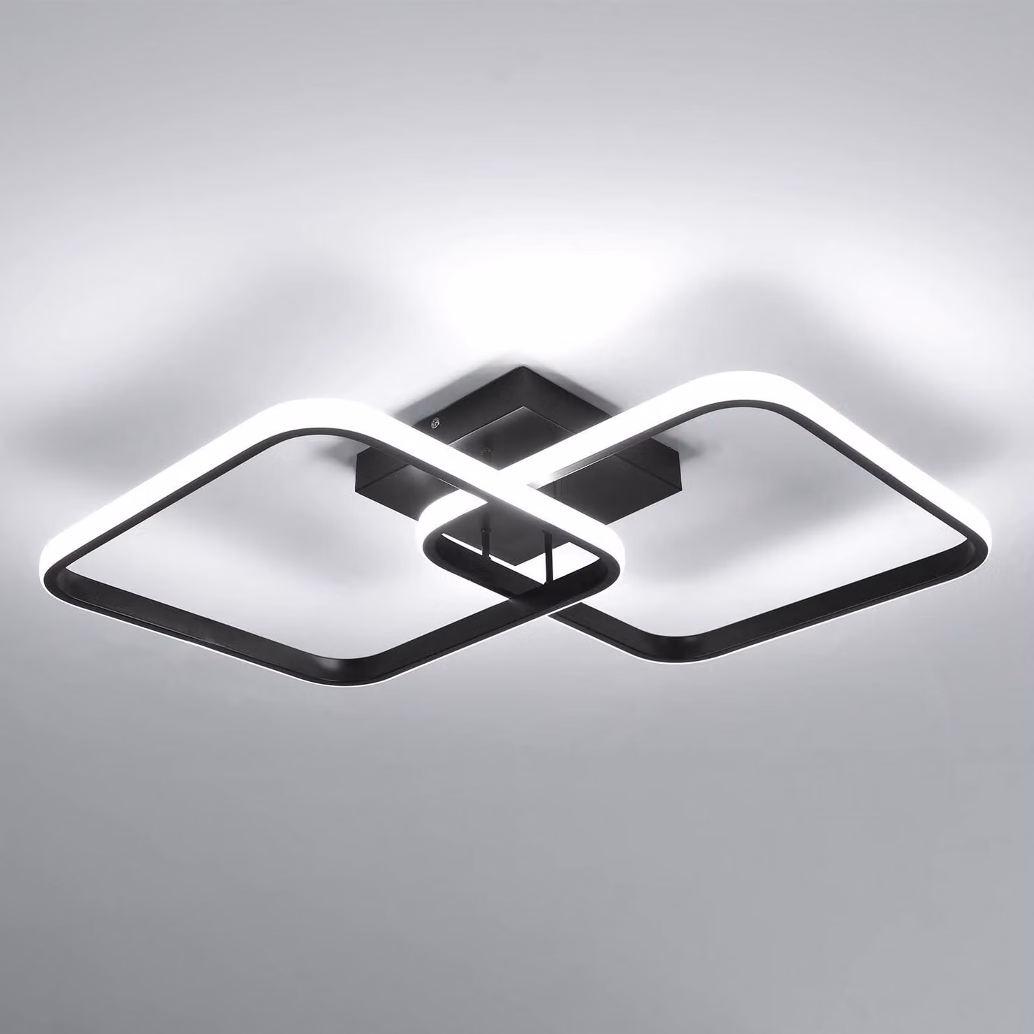 Lampada a soffitto LED Osairous, design moderno, 42W, 4700 lumen, 6500K, colore nero, diametro 64 cm – Nero, luce bianca fredda (6500K)