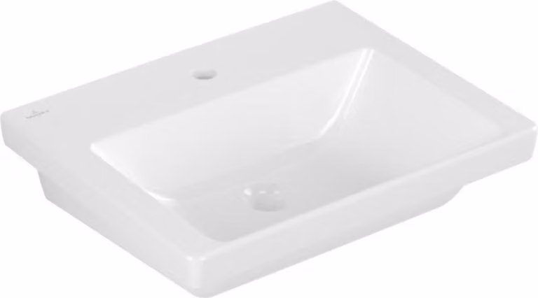 Villeroy & Boch Subway 3.0, lavabo rectangulaire, 1 trou pour robinetterie, sans trop-plein, compatible avec robinetterie 3 trous, 550x440mm, 4A705601, 4A705601