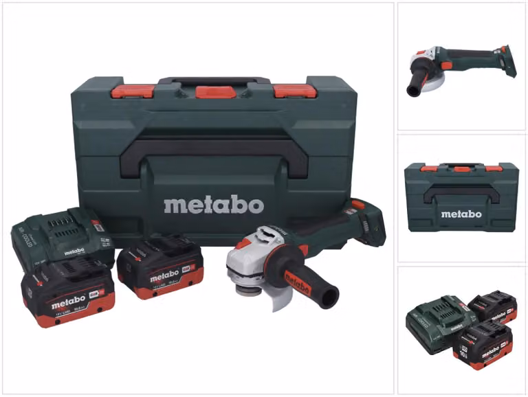 Metabo WB 18 LT BL 11-125 Smerigliatrice angolare a batteria Quick 18 V 125 mm Brushless + 2 batterie da 10,0 Ah + caricabatterie + metaBOX