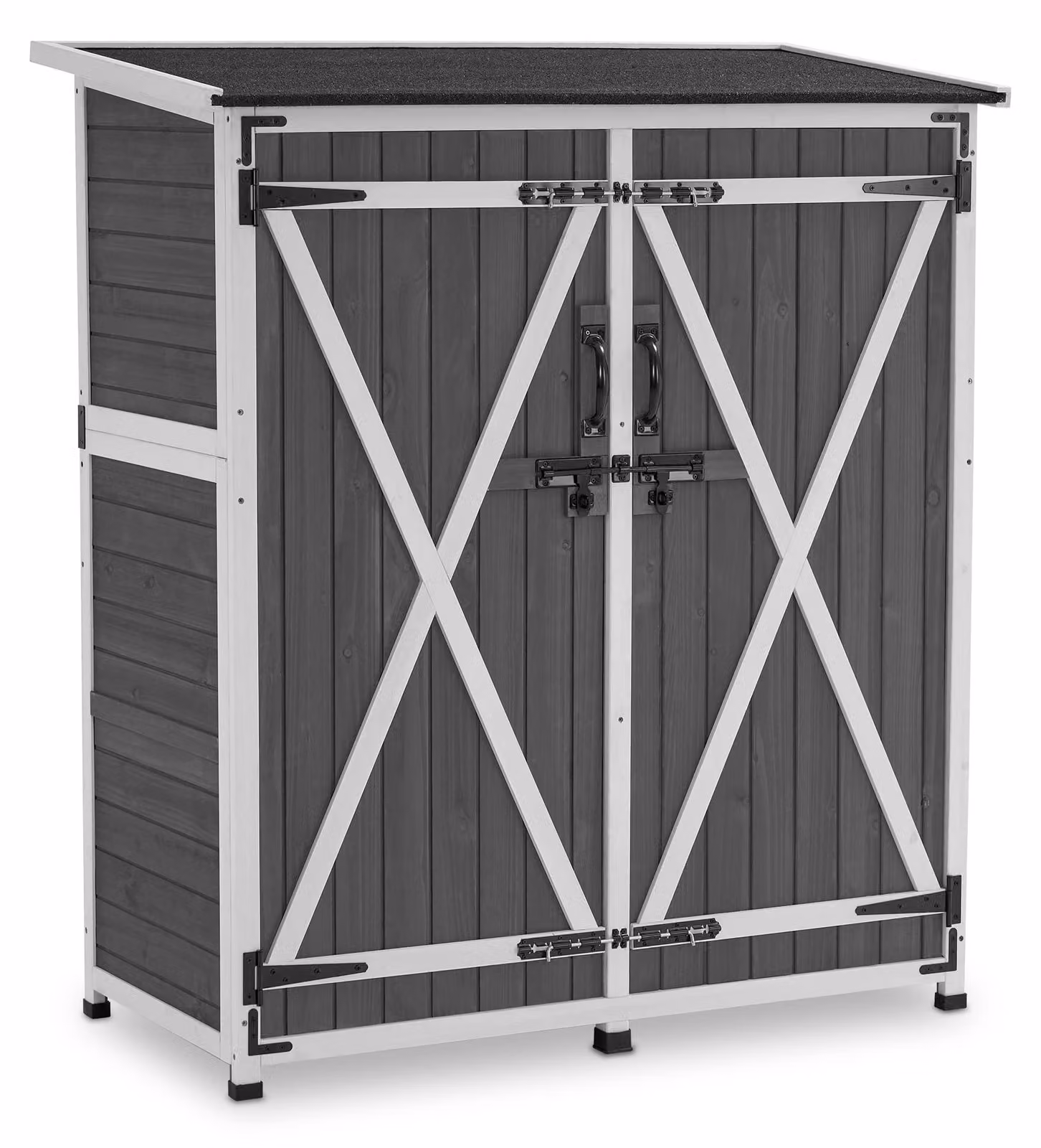 Armadietto da giardino in legno grigio - 122x60x137 cm - Impermeabile - Deposito per attrezzi