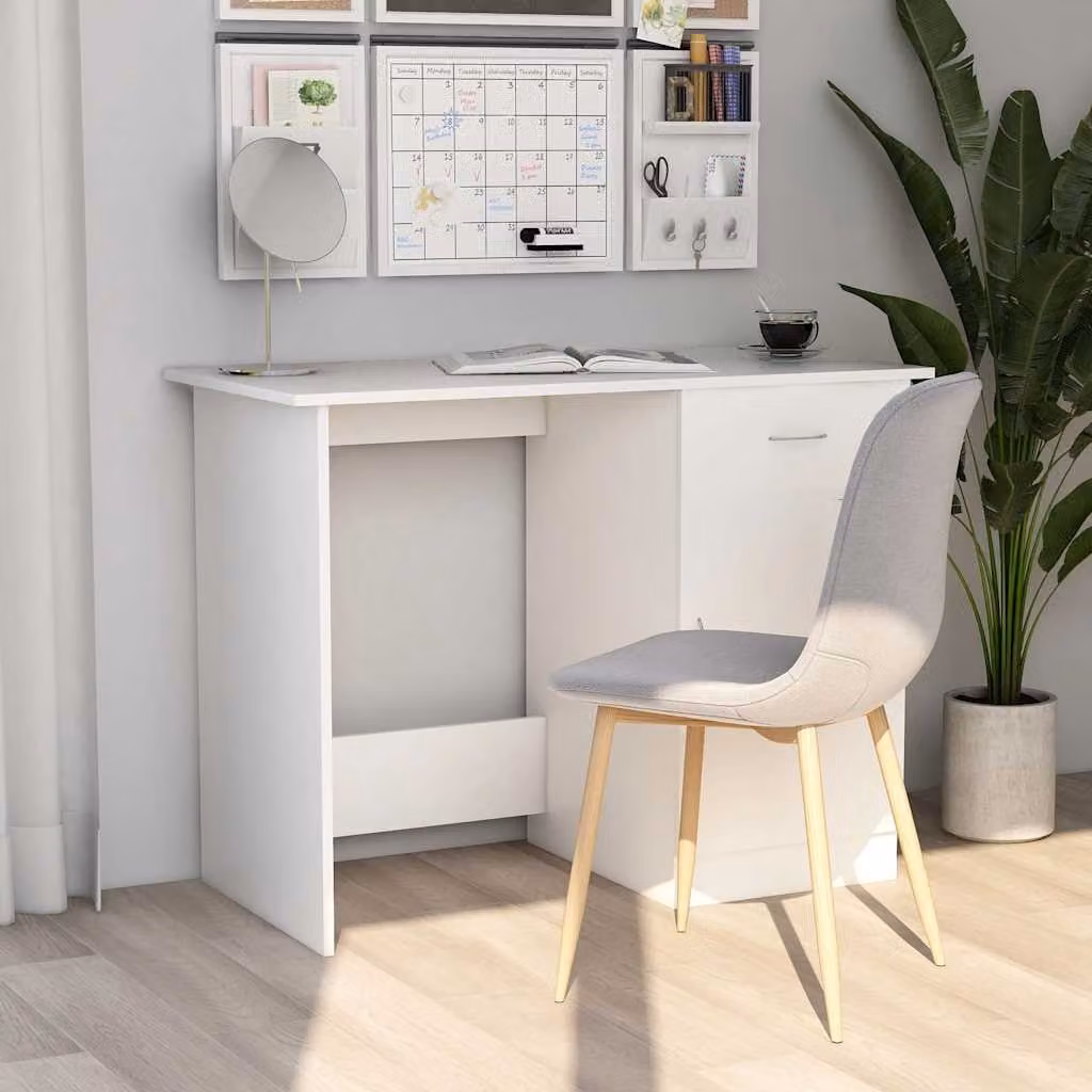 Scrivania moderna vidaXL bianca in legno e MDF L: 100 cm, P: 50 cm, H: 76 cm