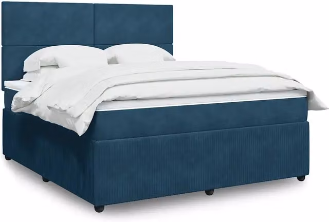 Letto Ibrido con Giroletto a Molle e Materasso vidaXL in Velluto Blu e Bianco L/P: 180 x 200 cm