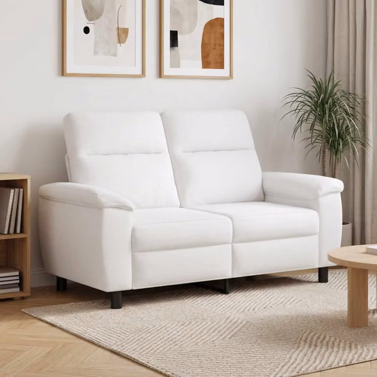 Divano moderno vidaXL in tessuto bianco con struttura in metallo L: 158 cm, P: 90 cm, H: 95 cm